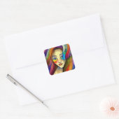 Kleurrijke Abstracte kunst  meisje Vierkante Sticker (Envelop)