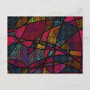 Kleurrijke Abstracte Kunst met Cirkels & Zwarte Li Briefkaart
