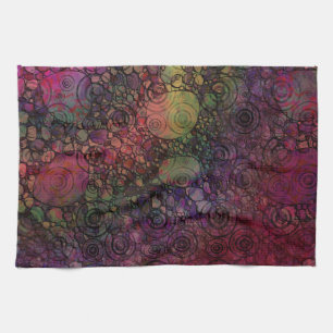 Kleurrijke abstracte kunst met zwarte en grungy ci theedoek