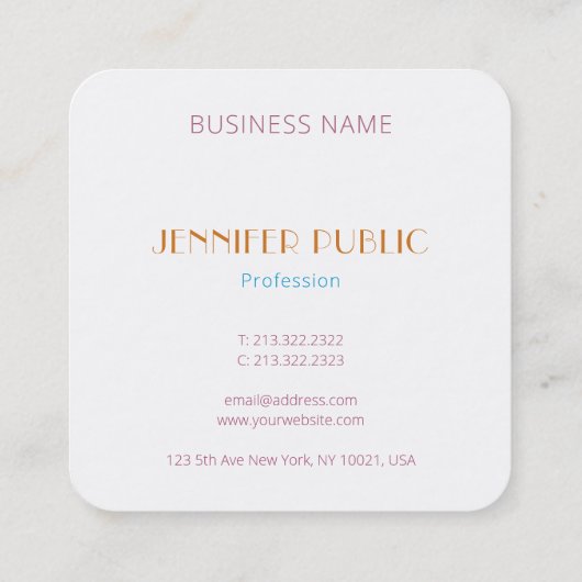 Kleurrijke Abstracte kunst Modern Elegant Monogram Vierkante Visitekaartje (Achterkant)