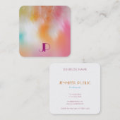 Kleurrijke Abstracte kunst Modern Elegant Monogram Vierkante Visitekaartje (Voorkant / Achterkant)