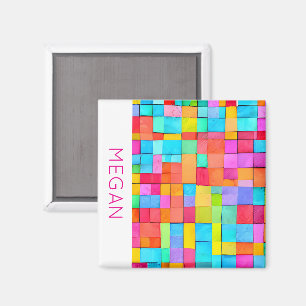 Kleurrijke Abstracte kunst NAAM Pink Modern Magneet