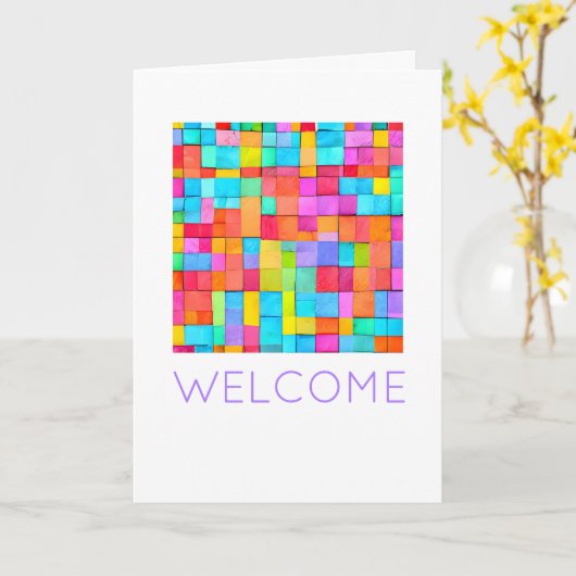 Kleurrijke Abstracte Kunst Nieuw Huis WELKOM Moder Kaart (Gele Bloem)