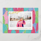 Kleurrijke Abstracte Kunst Oh Wat Leuk! Foto Folie Feestdagenkaart (Voorkant)