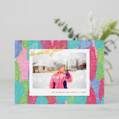 Kleurrijke Abstracte Kunst Oh Wat Leuk! Foto Folie Feestdagenkaart (Staand Voorkant)