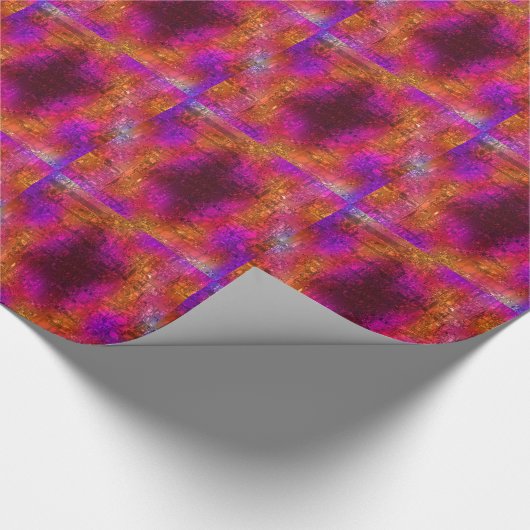 Kleurrijke Abstracte kunst, Paarse Oranje roze Cadeaupapier (Hoek)
