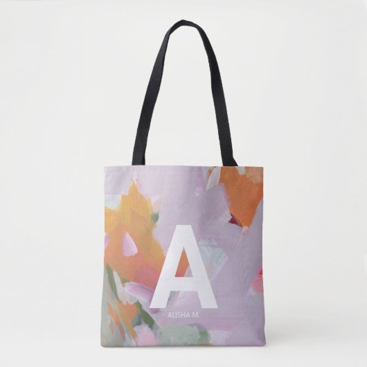 Kleurrijke Abstracte Kunst Persoonlijke Monogram C Tote Bag (Voorkant)