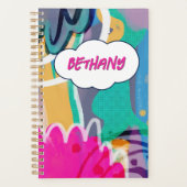 Kleurrijke Abstracte Kunst Persoonlijke Naam Planner (Voorkant)