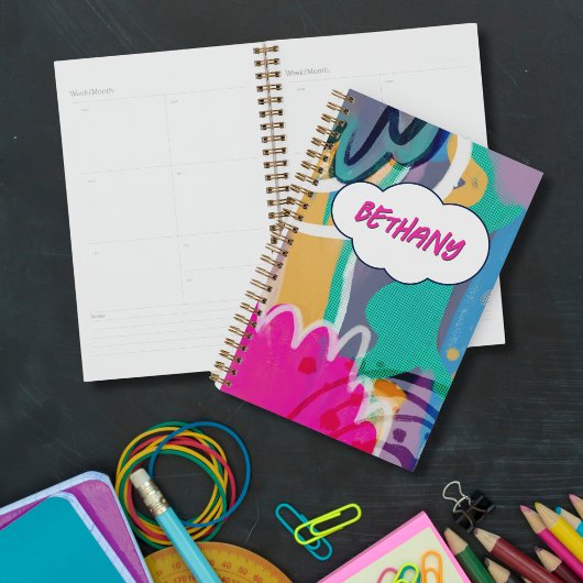 Kleurrijke Abstracte Kunst Persoonlijke Naam Planner