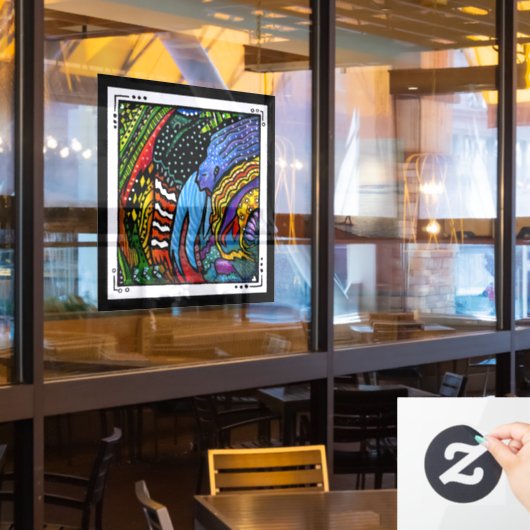 Kleurrijke Abstracte Kunst Raamfolie Raamsticker (Restaurant Raam)