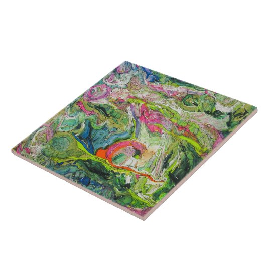 Kleurrijke Abstracte kunst  Tegeltje (Zijkant)
