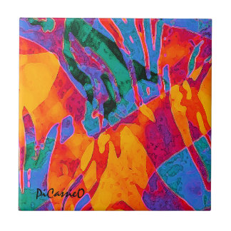 Kleurrijke Abstracte Kunst van PiCassieO Tegeltje