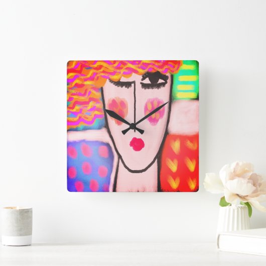 Kleurrijke Abstracte kunst Vierkante Klok (Huis)