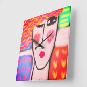 Kleurrijke Abstracte kunst Vierkante Klok (Hoek)