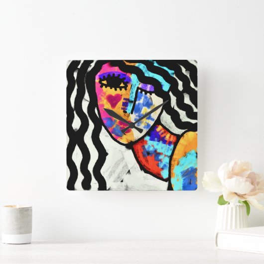 Kleurrijke Abstracte kunst Vierkante Klok (Huis)