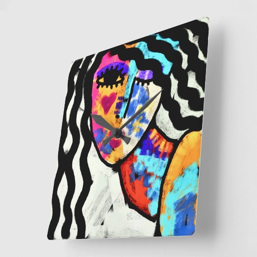 Kleurrijke Abstracte kunst Vierkante Klok (Hoek)