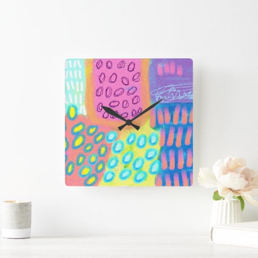 Kleurrijke Abstracte kunst Vierkante Klok (Huis)