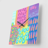Kleurrijke Abstracte kunst Vierkante Klok (Hoek)