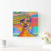 Kleurrijke Abstracte kunst wandklok (Huis)