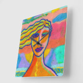 Kleurrijke Abstracte kunst wandklok (Hoek)