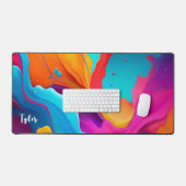 Kleurrijke Abstracte kunst, witte naam Bureaumat (Keyboard & Muis)