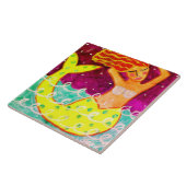 Kleurrijke Abstracte kunst zeemeermin schilderij Tegeltje (Zijkant)
