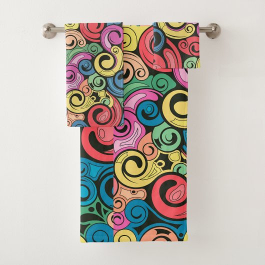 Kleurrijke Abstracte kunstcirkels Bad Handdoek (Insitu)