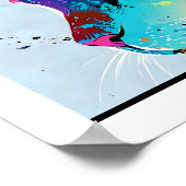 Kleurrijke abstracte kunstkat en vlinder poster (Hoek)