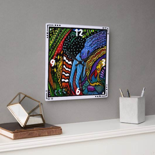 Kleurrijke Abstracte kunstklok Vierkante Klok (Kantoor)