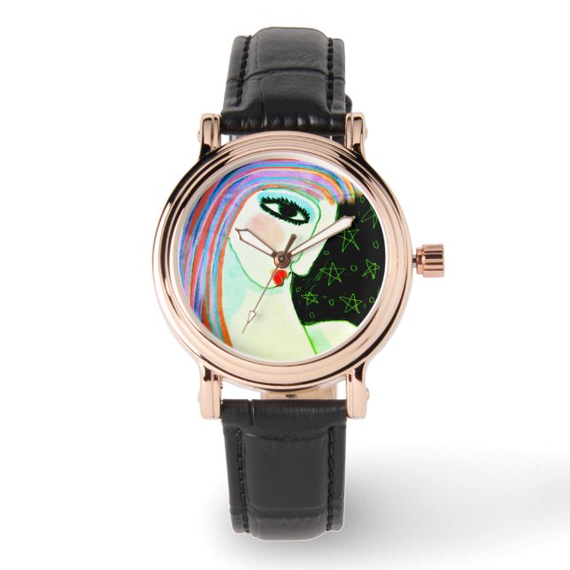 Kleurrijke Abstracte Kunstmode Horloge (Voorkant)