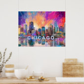 Kleurrijke abstracte kunstposter van de Chicago sk Poster (Keuken)