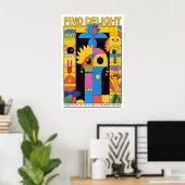Kleurrijke Abstracte Kunstprint Moderne Geometrisc Poster (Thuiskantoor)