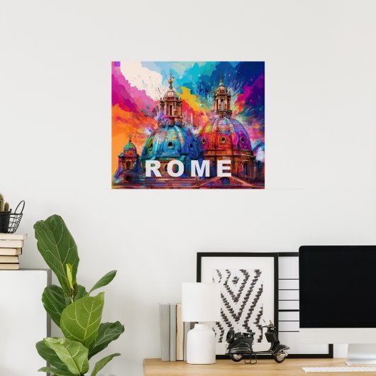 Kleurrijke Abstracte Kunstprint van Koepels van Ka Poster (Thuiskantoor)