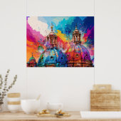 Kleurrijke Abstracte Kunstprint van Koepels van Ka Poster (Keuken)