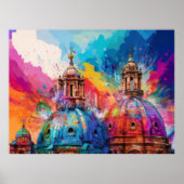 Kleurrijke Abstracte Kunstprint van Koepels van Ka Poster (Voorkant)