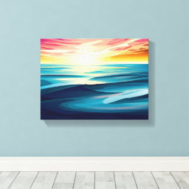 Kleurrijke abstracte kunstprint van zonsondergangg canvas afdruk