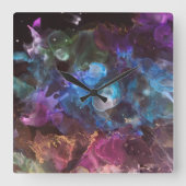 Kleurrijke Abstracte kunstruimte Vierkante Klok (Voorkant)