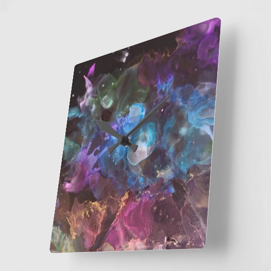 Kleurrijke Abstracte kunstruimte Vierkante Klok (Hoek)