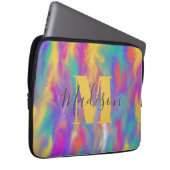 kleurrijke Abstracte kunstschildering Monogram Laptop Sleeve (Voorkant Rechts)
