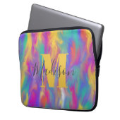 kleurrijke Abstracte kunstschildering Monogram Laptop Sleeve (Voorkant Links)