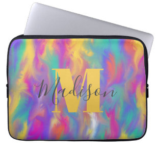 kleurrijke Abstracte kunstschildering Monogram Laptop Sleeve
