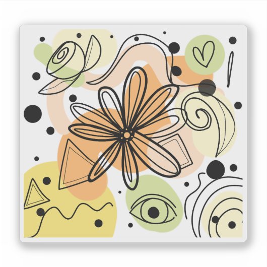 Kleurrijke Abstracte kunsttekening Sticker (Voorkant)