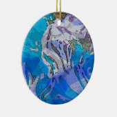 Kleurrijke Abstracte kunstversiering in Blues Keramisch Ornament (Rechts)