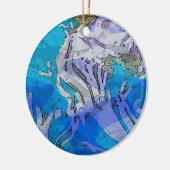 Kleurrijke Abstracte kunstversiering in Blues Keramisch Ornament (Links)