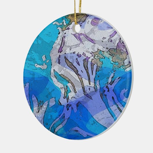 Kleurrijke Abstracte kunstversiering in Blues Keramisch Ornament (Links)