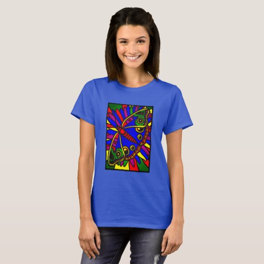 Kleurrijke Abstracte kunstvlinder T-shirt (Voorkant volledig)