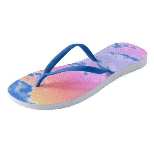 Kleurrijke Abstracte kunstwolken / Roze zomerhoe / Teenslippers (Schuin)