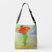 Kleurrijke Abstracte kunstzeemeermin Crossbody Tas (Achterkant)