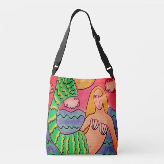 Kleurrijke Abstracte kunstzeemeermin Crossbody Tas (Achterkant)
