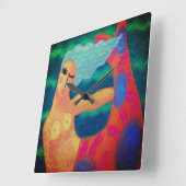 Kleurrijke Abstracte kunstzeemeermin Vierkante Klok (Hoek)